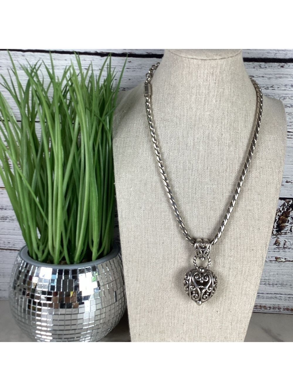 Brighton Silver Heart Filigree Necklace